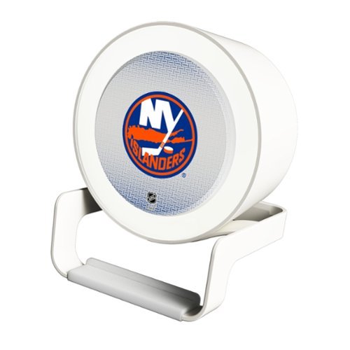Keyscaper - New York Islanders Linen Print Nightlight Charger & Bluetooth Speaker - White-Front_Standard 