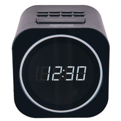 Memorex - MX-CR140 Dual Alarm FM Clock Radio with USB Charging - Black-Front_Standard 