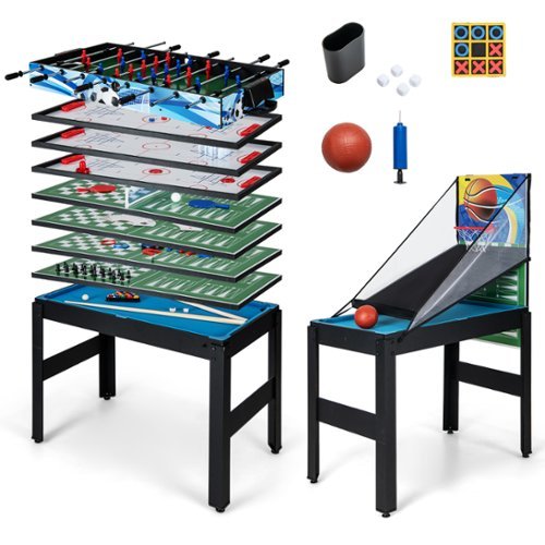 Costway 14-in-1 Combo Game Table Set with Foosball Air Hockey Ping Pong Chess Shuffleboard - Multi-Color