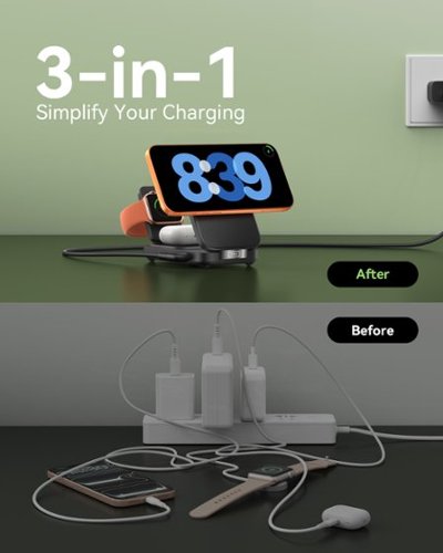 INIU Magnetic 3-IN-1 Wireless Charger, Qi2 15W Foldable MagSafe Compatible Charging Station, for iPhone/Apple Watch/AirPods - Black WORLDWIDE DELIVERY