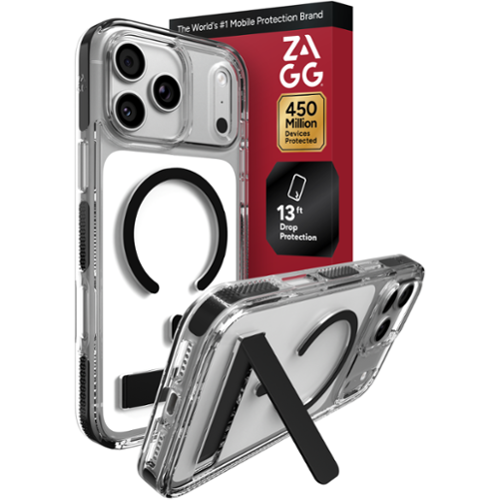 ZAGG - Santa Cruz Snap MagSafe-Compatible Case with Kickstand for Apple iPhone 18 Pro Max / iPhone 17 Pro Max - Clear/Black