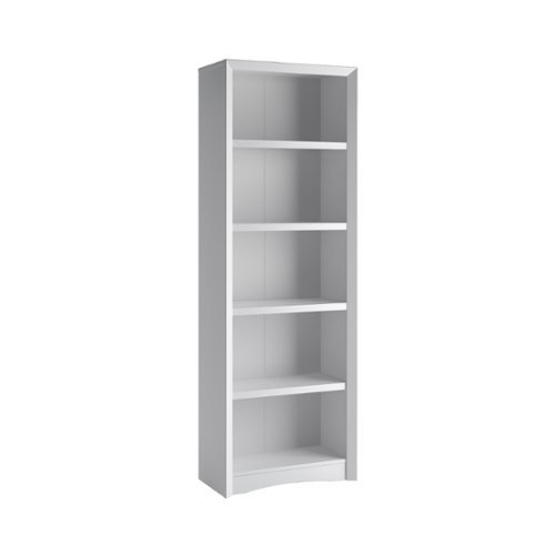 CorLiving - Quadra Collection 5 Shelf Floor-Standing Bookcase - White-Front_Standard 