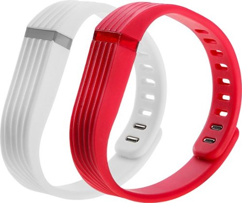  WoCase - FlexBand 3D One-Size Wristbands for Fitbit Flex Activity and Sleep Trackers (2-Pack) - White/Red
