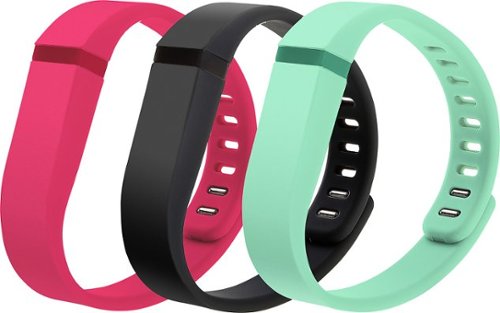  WoCase - FlexBand Large Wristbands for Fitbit Flex Activity and Sleep Trackers (3-Pack) - Black/Pink/Turquoise
