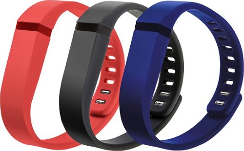  WoCase - FlexBand Large Wristbands for Fitbit Flex Activity and Sleep Trackers (3-Pack) - Black/Red/Navy