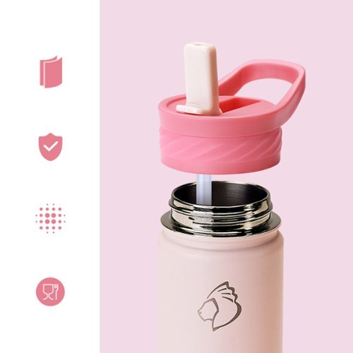 Buzio 14oz Insulated Water Bottle with Straw Lid & Silicone Boot for Kids - Pink GLOBAL SHIPPING