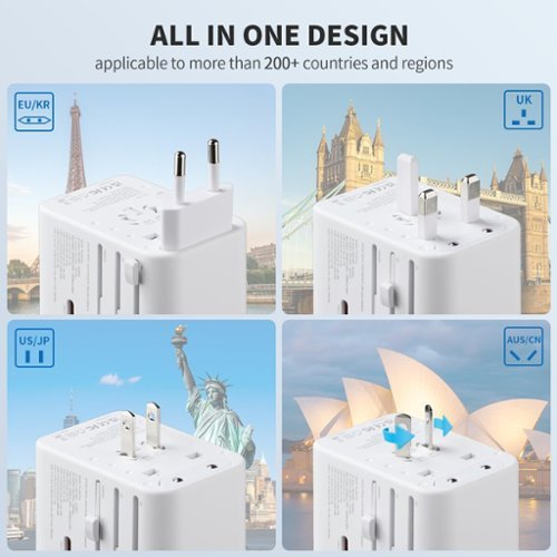 Epicka GaN 70W Universal Travel Adapter with 3 USB-C PD Fast Charging & 2 USB-A (TA-105 Pro, White) - White HOW TO BUY