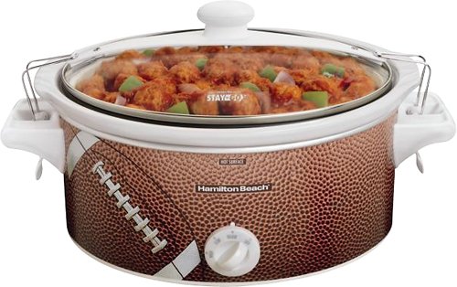 Hamilton Beach - Stay or Go 6-Quart Football Slow Cooker - Brown/White-Front_Standard 
