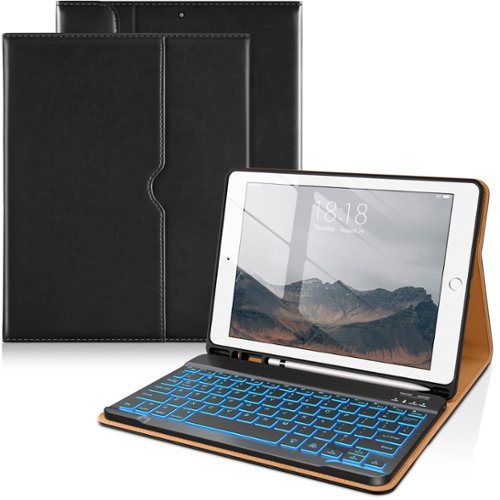 DTTO - Case for iPad 10.2" (7th/8th/9th Gen) Case with Detachable Backlit Keyboard, Pencil Holder & Pocket - Black-Front_Standard 