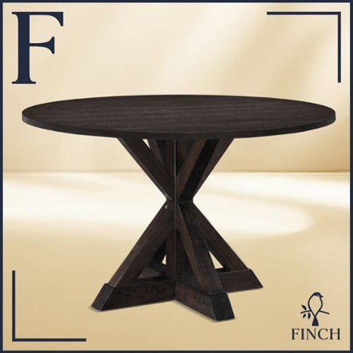 Finch - Alfred Round Modern Farmhouse Rubberwood Table - Rustin Dark Brown
