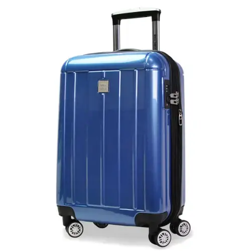 Front. World Traveler - Contour 20-Inch Carry-On Lightweight Polycarbonate Hardside Expandable Spinner Luggage with TSA Lock - Blue.