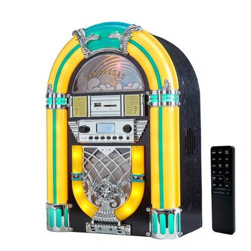 Arkrocket - Athena Mini Jukebox / Tabletop CD Player / Bluetooth Speaker (Yellow/Black) - Black Yellow-Front_Standard 