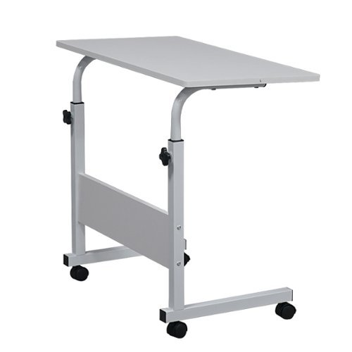 Winado - 31.5" Home Side Table Sofa End Cart Laptop PC Rolling Computer Desk Stand Coffee Tray Hight Adjustable 27.5"- 37.8" - White-Front_Standard 