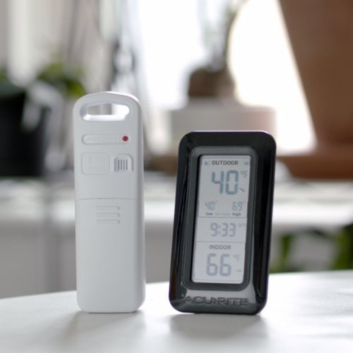 AcuRite Wireless Digital Thermometer for Indoor and Outdoor Temperature with Clock - White/Black GLOBAL SHIPPING