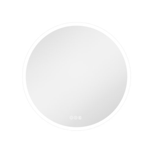 LOVMOR - 36 x 36 Inches Round Tempered Glass LED Bathroom Mirror with Anti-Fog & 3-Color Dimmable Lighting - silver