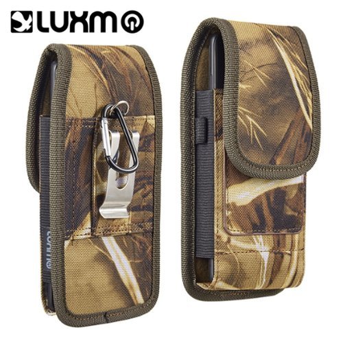LUXMO - Large Vertical Universal Nylon Phone Pouch with Dual Card Slots - Tree Camo - Green-Front_Standard 