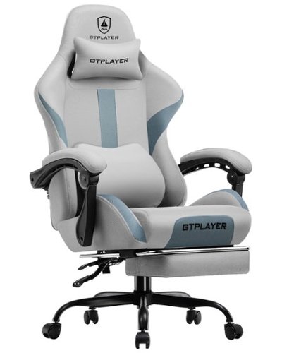 GTPlayer - Ergonomic Gaming Chair with Breathable Fabric High Back Computer Chair with Headrest & Lumbar Support - Gray-Front_Standard 