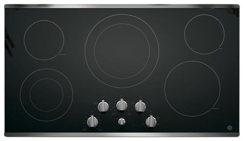 GE - 36" Built-In Electric Cooktop - Stainless steel on black