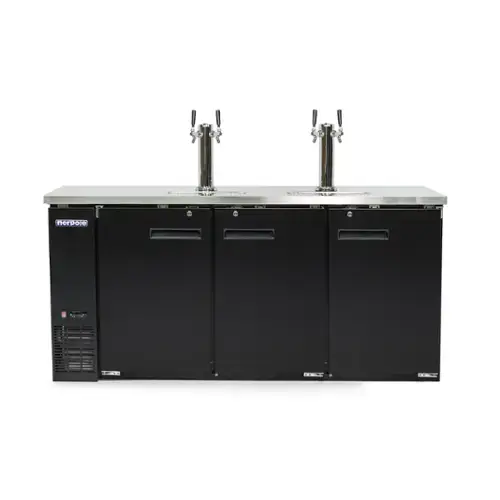 Front. Magic Chef - Commercial Three 1/2 Barrel Beer Keg Cooler with 2 Direct Taps in Black - Black.