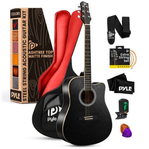 PYLE - Steel String Acoustic Guitar Kit, 41" Full - Natural-Front_Standard 