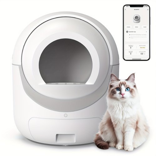 GlowWise - Self Cleaning Cat Litter Box, Automatic Cat Litter Box with APP Control Odor Removal Safety Protection for Multiple Cats - A-White-Front_Standard 