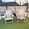 PURPLE LEAF - 1/2-Pieces Adirondack Chair HDPE All-Weather Outdoor Fire Pit Chair with Wood-Textured with Dual Cup Holders for Garden - Champagne-2Pcs-Front_Standard