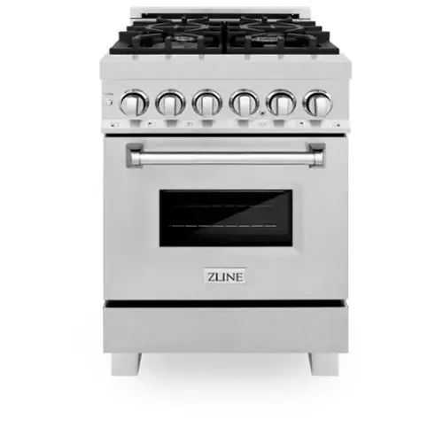 Front. ZLINE - ZLINE 24 in. Legacy Dual Fuel Range w/ 4 Burners & Oven in Satin Stainless Steel (RAS-SN-24) - Satin Stainless Steel.