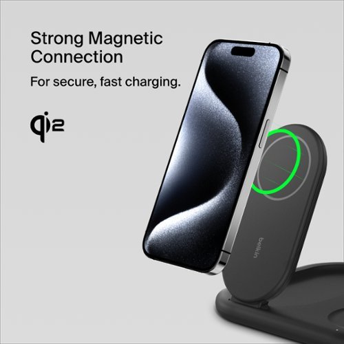 Belkin 3-in-1 15W, Foldable Magnetic Qi2 Charging Station for iPhone 16, Apple Watch, AirPods, and More, w/Non-Slip Base & PSU - Black WHERE TO BUY