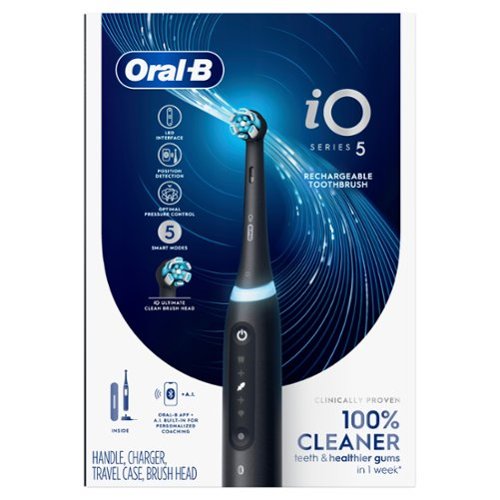 Oral-B iO Series 5 Rechargeable Electric Toothbrush w/Brush Head - Black WORLDWIDE DELIVERY