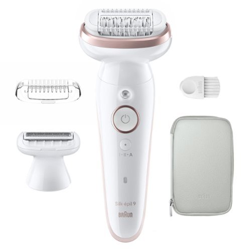 Braun Silk-épil 9 Pivoting Head, Wet and Dry Epilator, Includes Shaver Head and Trimmer Comb - White/Flamingo WORLDWIDE DELIVERY