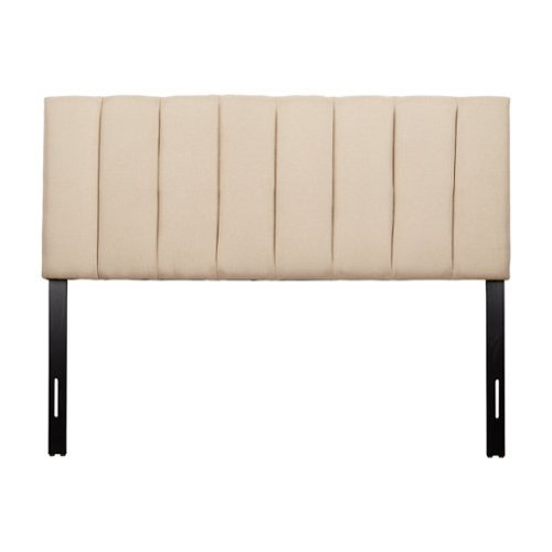 CorLiving - Helena Channel Tufted Velvet Queen Headboard - Cream