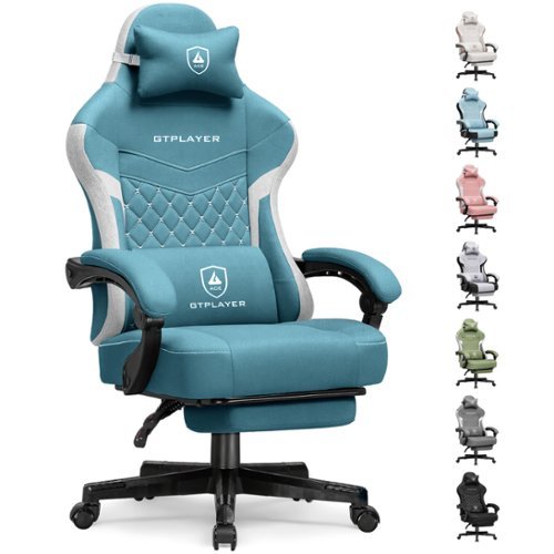 GTPlayer - Gaming Chair Fabric Computer Office Chair with Linkage Armrests High Back Desk Chair - OceanBlue-Front_Standard 