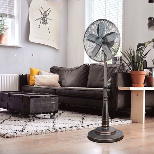 Optimus 16 Inch Retro Oscillating Stand Fan with Oil Rubbed Finish