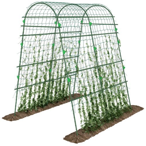 Outsunny - Garden Trellis, Arch Trellis for Climbing Plants Outdoor, A-Frame, with Climbing Net - Green-Front_Standard 