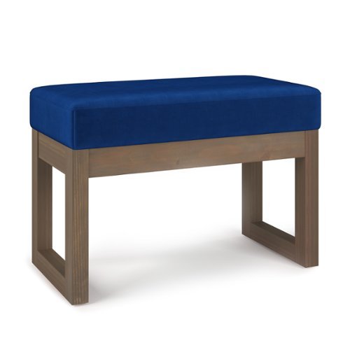 Simpli Home - Milltown Footstool Small Ottoman Bench - Blue-Front_Standard 
