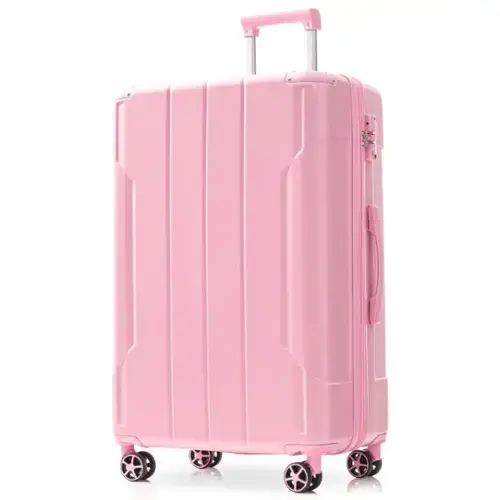 Front. BreeBe - Hardshell Luggage, Lightweight Durable ABS Suitcases with Double Wheels, Expandable 28-inch Checked Luggage 28' - Pink.