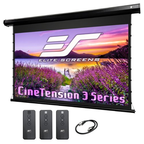 Elite Screens - CineTension 3 Electric Matte White Tab-Tensioned Projection Screen, 100" Diag,16:9, ProgrammableDrop,IR/RF Rmts,TE100HW3 - Black-Front_Standard 