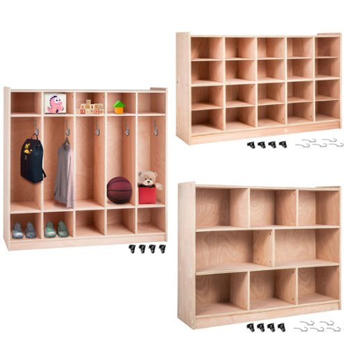 VEVOR - Cubby Mobile Tray Storage Cabinet, 20-Compartment Cubby Storage Shelf, Cubby Storage Cabinet 4 x 5, Classroom Cubbies - Natural-Front_Standard 