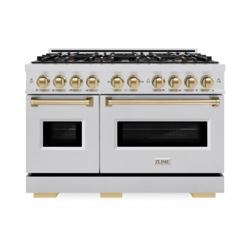 ZLINE - Autograph 48 in. 6.7 cu. ft. Classic Freestanding DuoPro Dual Fuel Range with Convection Oven & Bronze Accents - Satin Stainless Steel