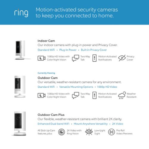 Ring 2-Pack Outdoor Cam (Stick Up Cam) Indoor/Outdoor Wire Free 1080p Security Camera - White BUY ONLINE