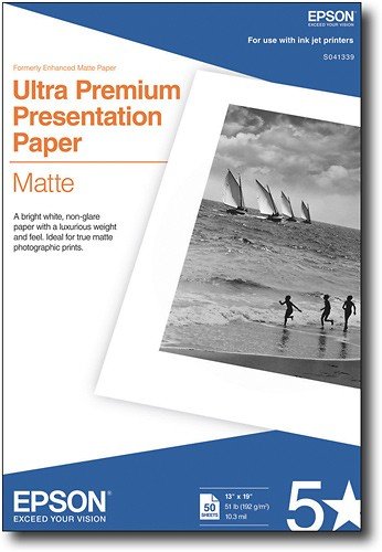  Epson - Professional Enhanced Matte Inkjet Paper, White, (Super B) 13 x 19, 50 Sheets - White