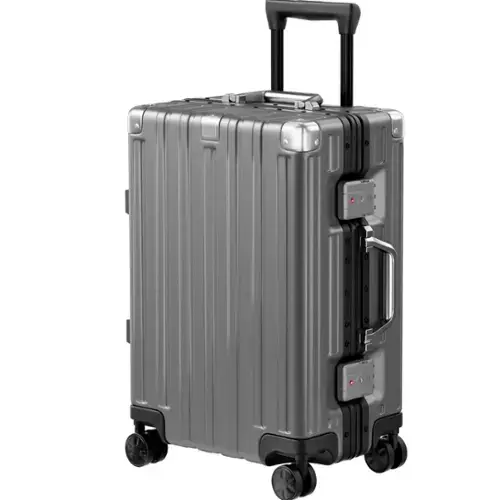 Front. Brick Attic - 20 inch Aluminum Frame Luggage with Spinner Wheels Hardshell No Zipper PC+ABS TSA Lock Zipperless Suitcases - Grey.