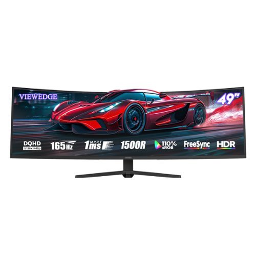 Viewedge - 49" Curved Monitor Ultrawide Gaming 165Hz 1ms 32:9 DQHD 5120 x 1440P Computer Monitor R1500 - Black-Front_Standard 