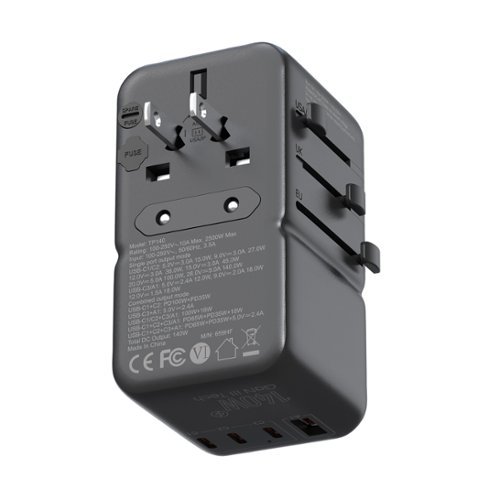 MINIX 140W GaN-III Universal Travel Adapter with 3-USB-C/1-USB-A, AC Outlet, US/UK/EU/AU Travel Charger for Laptops Phones - Black BUY ONLINE