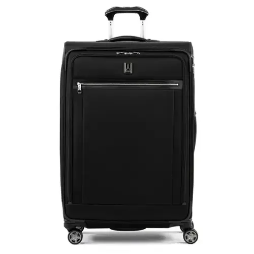 Front. Travelpro - Travelpro Platinum Elite Softside Expandable 29" Checked Spinner - Shadow Black.