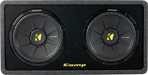  KICKER - DCompS12 Dual 12&quot; Single-Voice-Coil 2-Ohm Subwoofers with Enclosure - Black