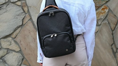 PKG Robson 12L Recycled Crossbody Bag for 14 Laptop - Dark Grey/Tan BUY IN QATAR