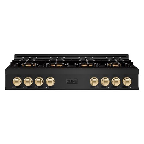 ZLINE - Autograph 48 in. Black Stainless Classic Rangetop with 8 DuoPro Burners and Gold Accents (PCRTBZ-48-G) - Black Stainless Steel