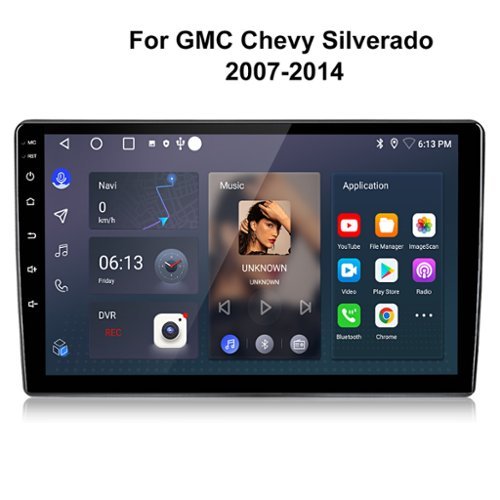 Junsun - For Chevy Silverado 2007-2014 10" carplay 2+64GB Android14 Car Stereo Radio GPS Navi WIFI RDS SWC Bluetooth FM - Black-Front_Standard 