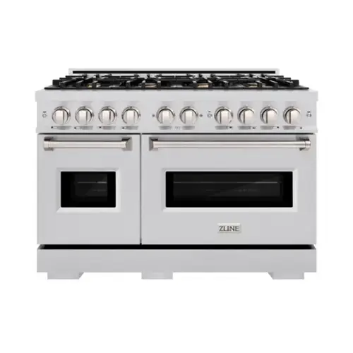 Front. ZLINE - 48" Classic Double Oven Gas Range in Stainless Steel with 8 Brass Burners (CGR-BR-48) - Stainless Steel.